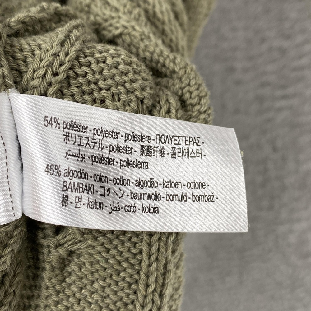 Zara Boxy Sweater Womens Large Green Cable Knit Cropped Balloon Sleeve Oversized - Picture 7 of 12